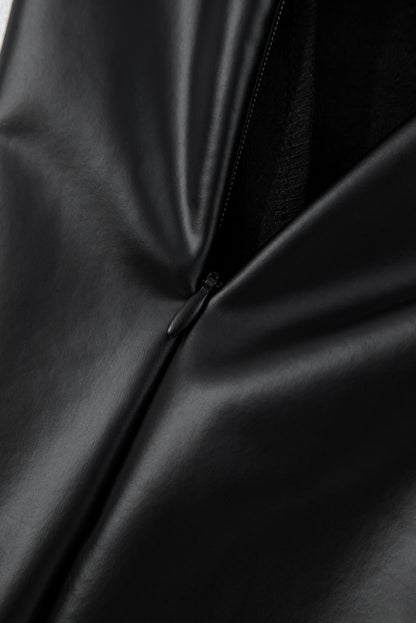 Black Faux Leather Seamed Leg High Waist Leggings