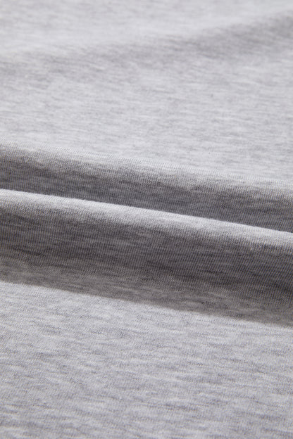 Light Grey Patchwork Detail Raw Edge Oversize Tee