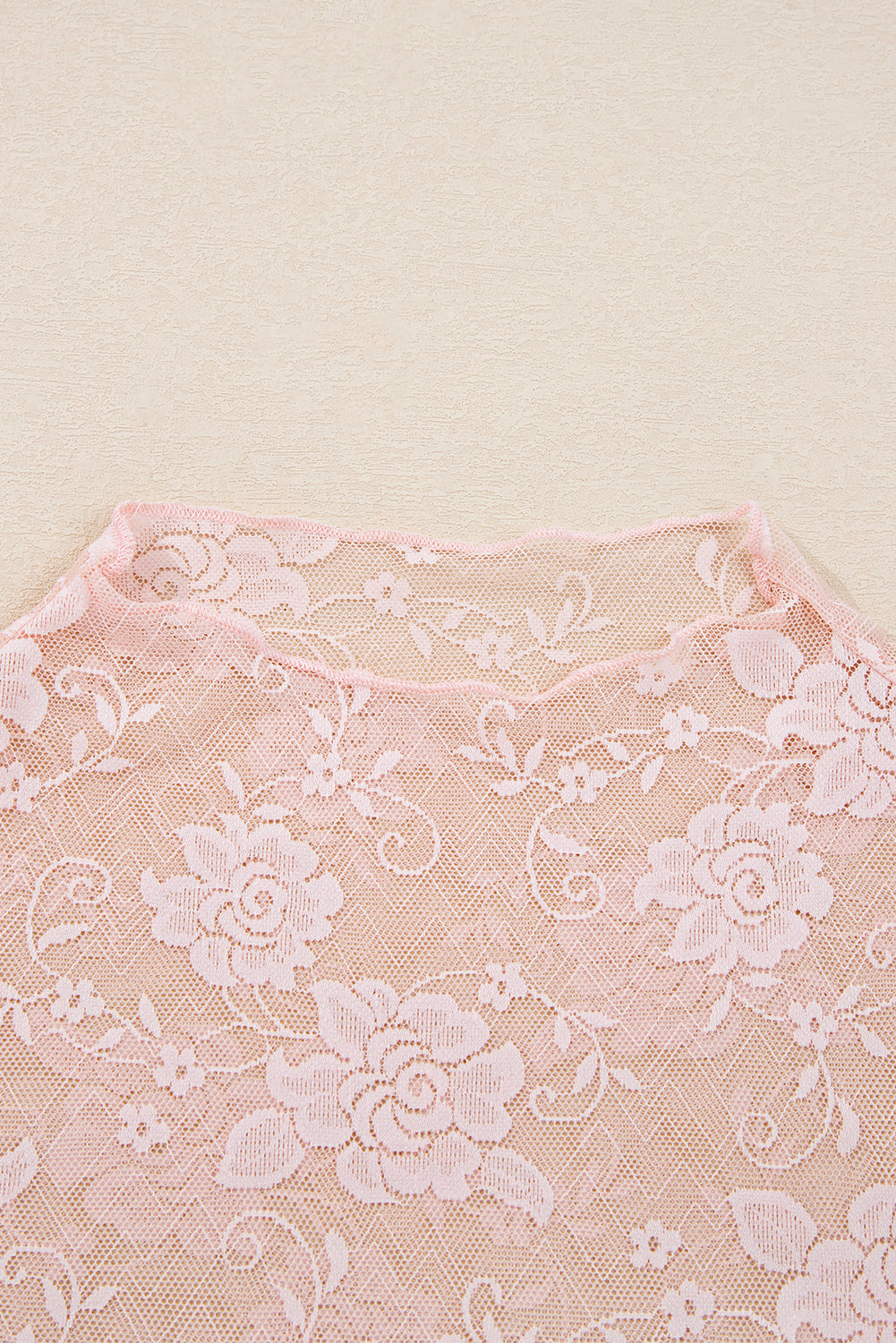 White Sheer Floral Lace Mesh Mock Neck Long Sleeve Top