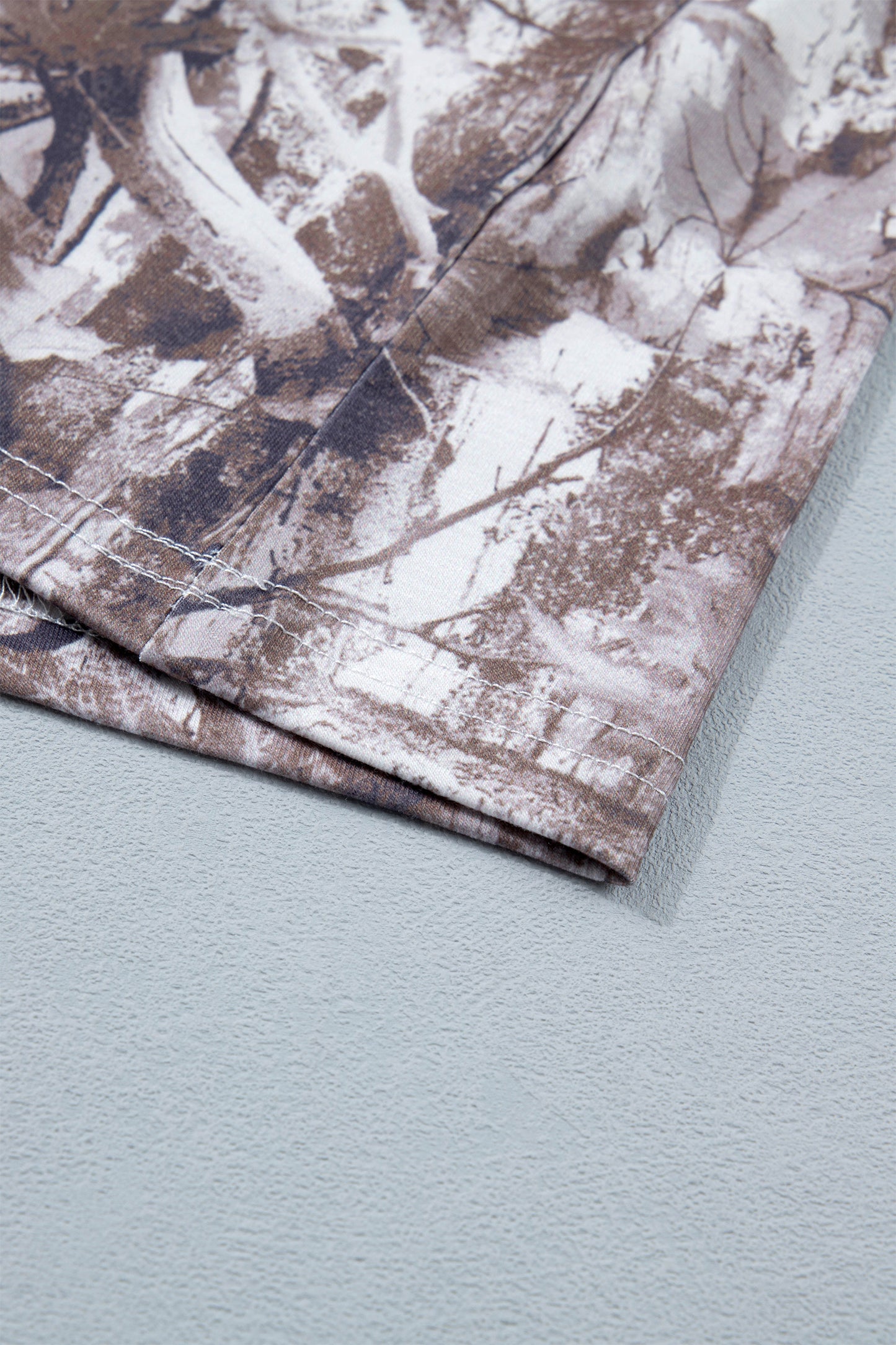 Gray Camouflage Woodland Print Drop Shoulder Tunic Tee