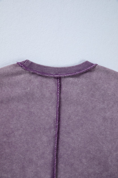 Valerian Mineral Wash Exposed Seam Side Slit Sweatshirt