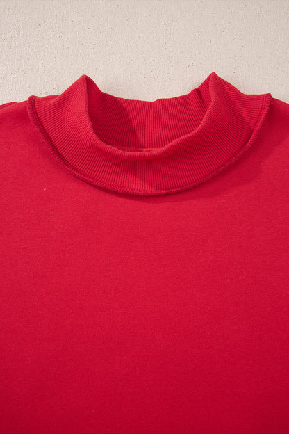 Dark Blue Oversize Drop Shoulder Reversible Mock Neck Sweatshirt