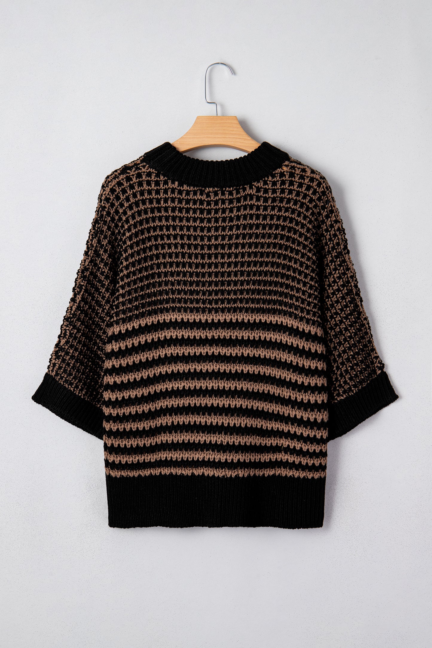 Red Stripe 3/4 Draped Sleeve Slouchy Sweater