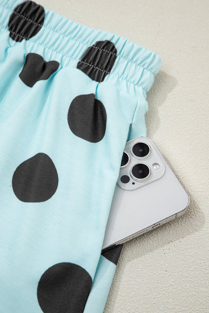 White Polka Dot Short Sleeve Top Casual Skort 2pcs Outfit
