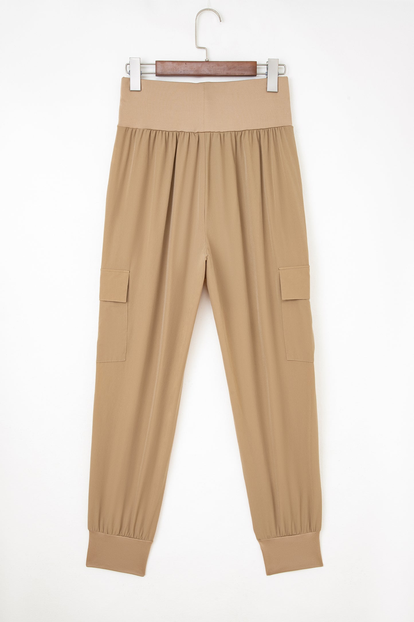 Medium Grey Elastic High Waist Pocketed Cargo Jogger Pants