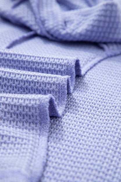 Clearly Aqua Waffle V Neck Short Sleeve Knit Top