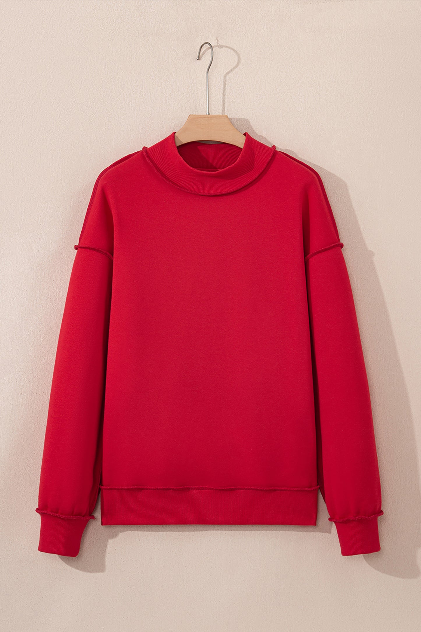 Dark Blue Oversize Drop Shoulder Reversible Mock Neck Sweatshirt