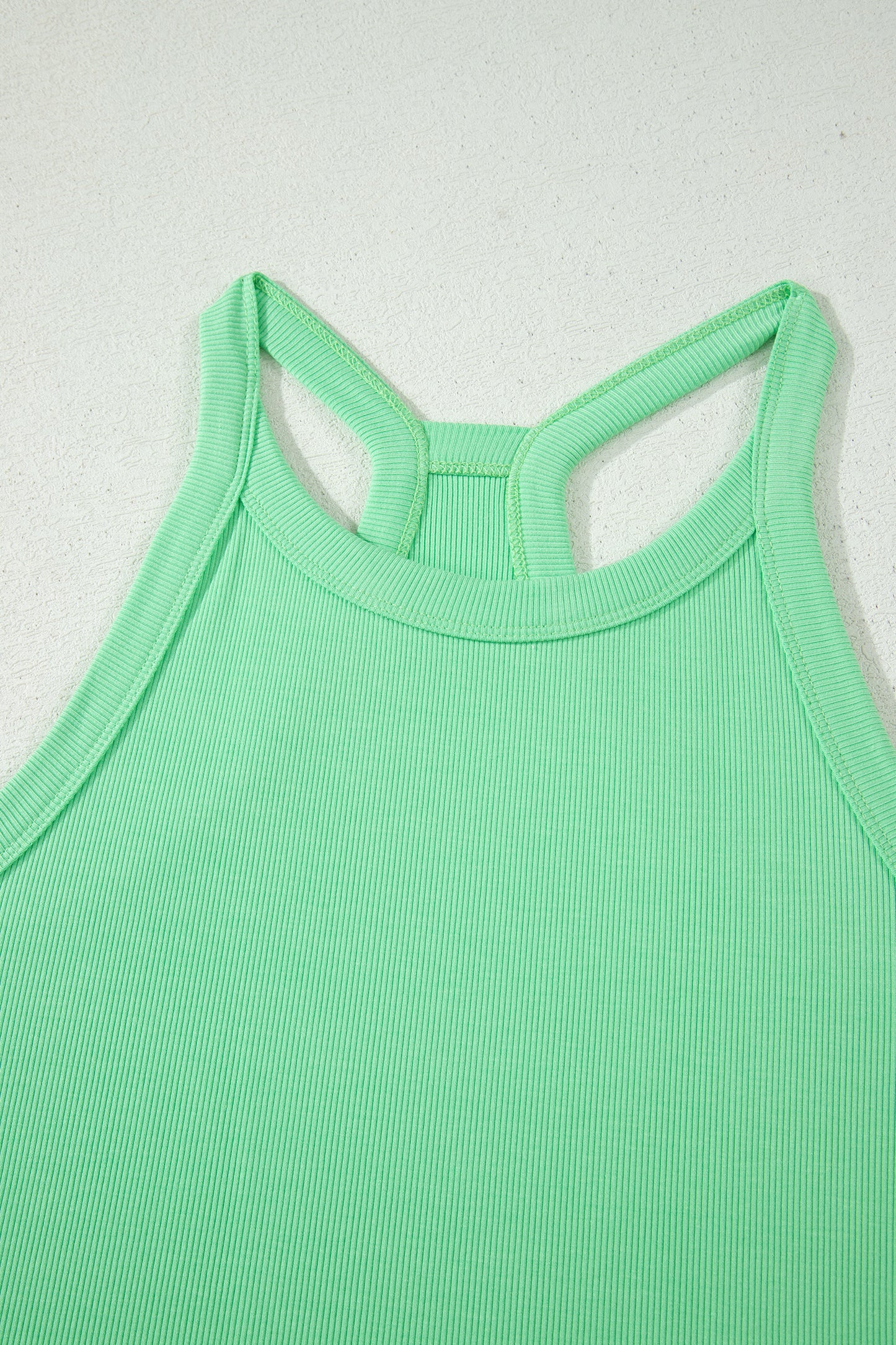 Sky Blue Slim Tank Top Elastic High Waist Shorts 2pcs Outfit
