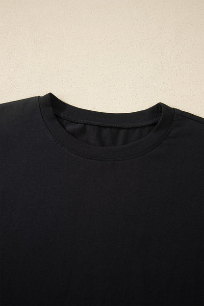 Dark Blue Varsity Striped Short Sleeve Crew Neck T Shirt