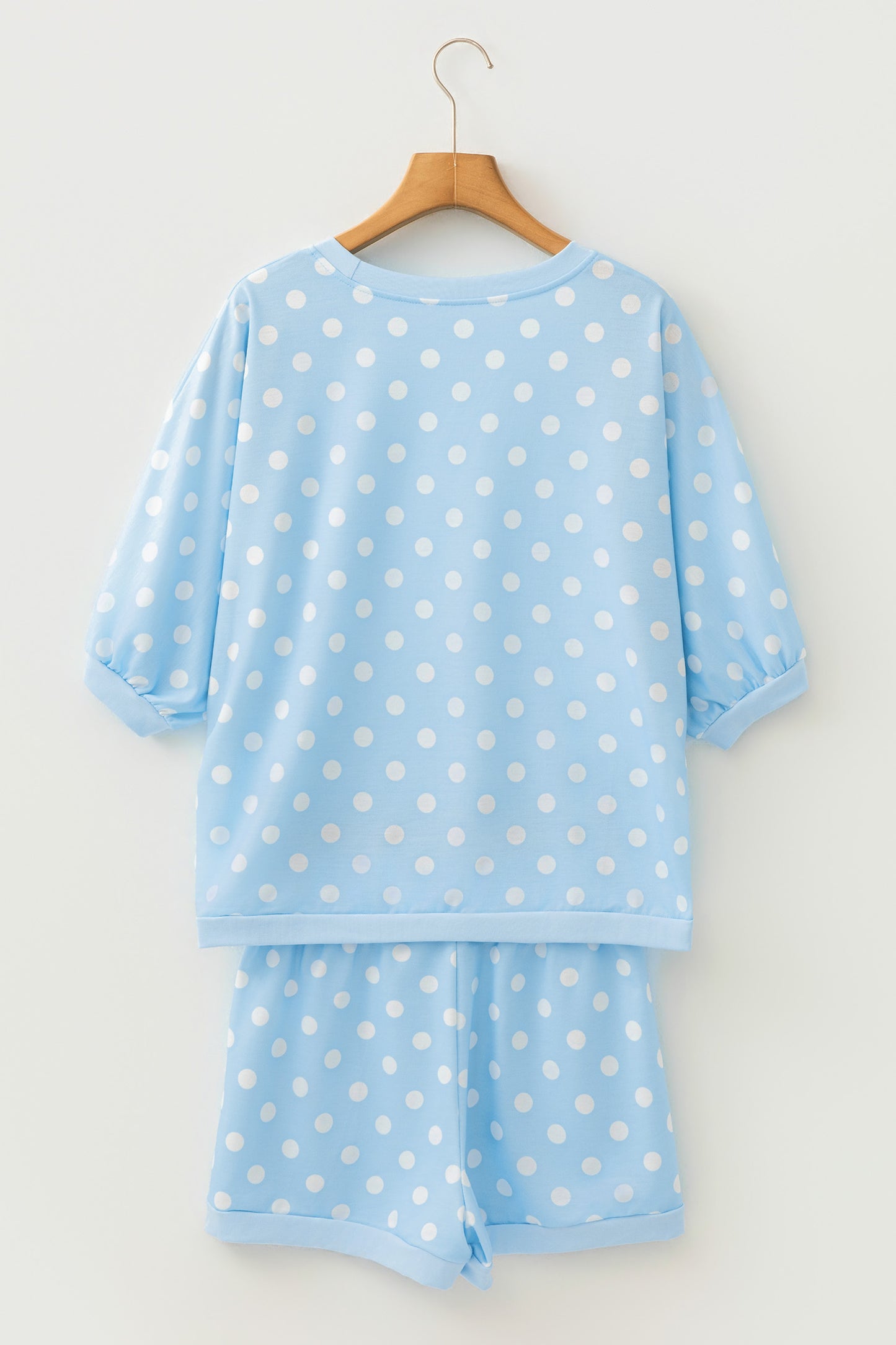 Green Polka Dot Oversized Top Drawstring Short Set