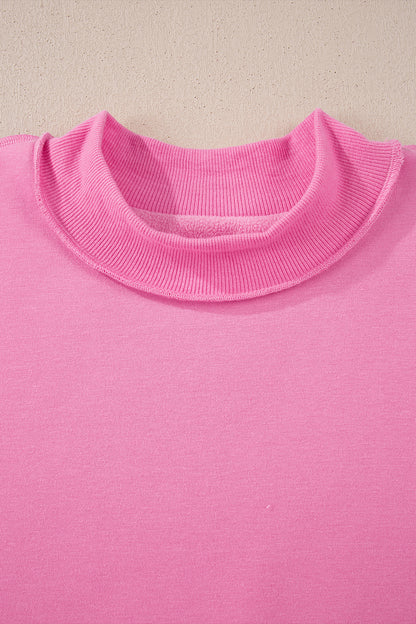 Dark Blue Oversize Drop Shoulder Reversible Mock Neck Sweatshirt