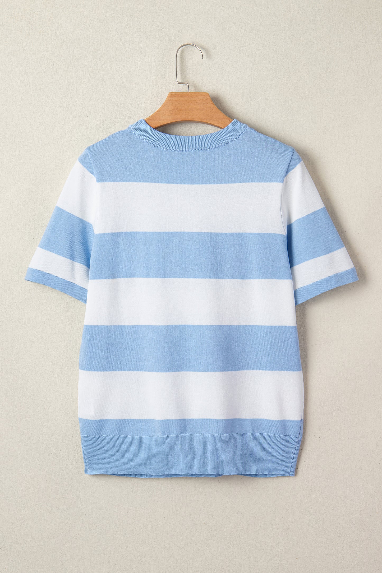 Black Stripe Colorblock Striped Knitted T shirt