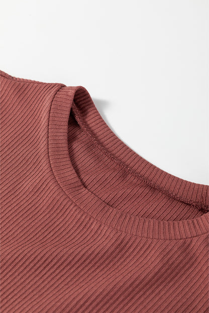 Black Ribbed Long Sleeve Crew Neck Solid Color Bodysuit