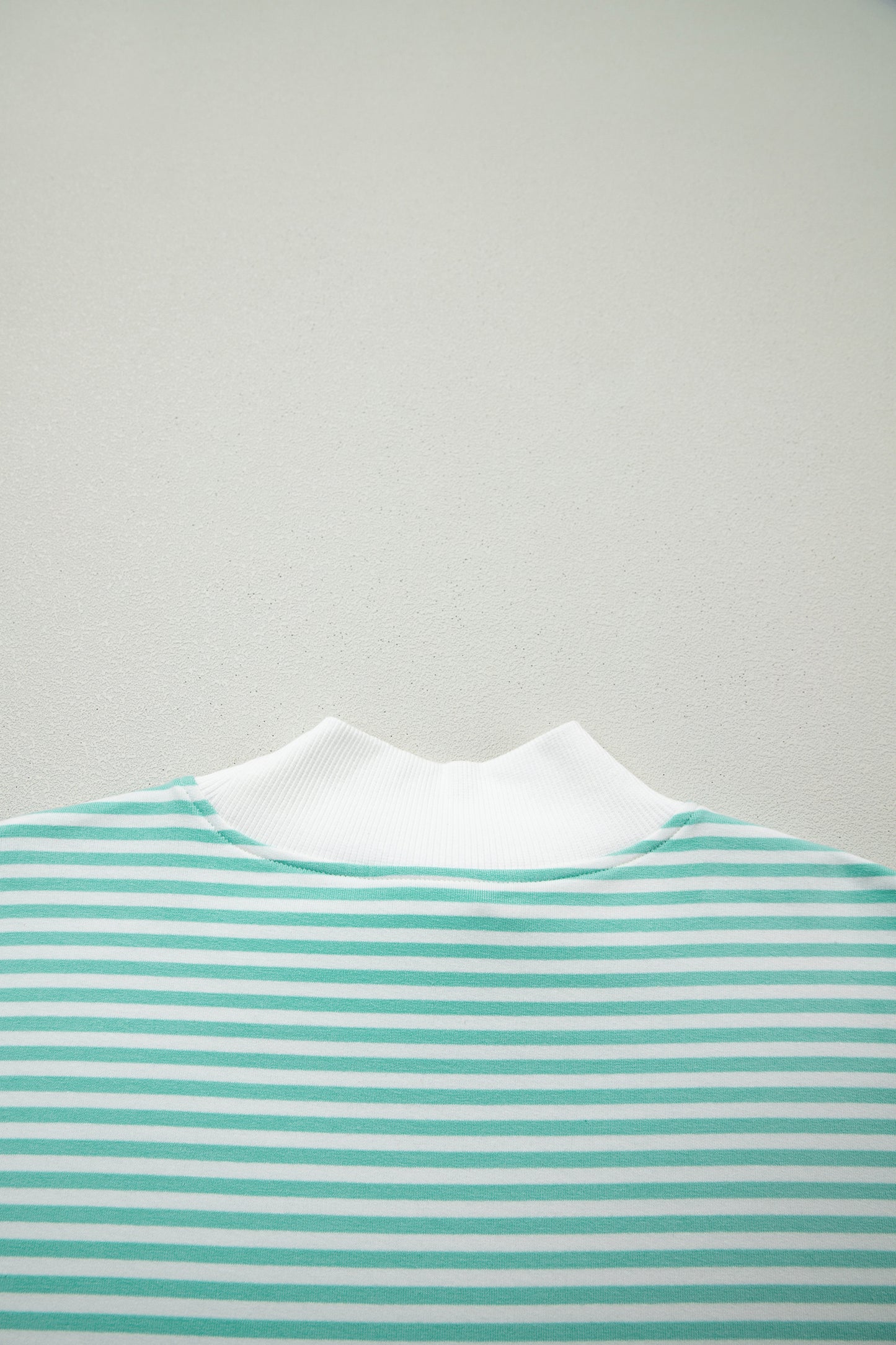 Sky Blue Stripe Oversize Mock Neck Sweatshirt and Shorts Set