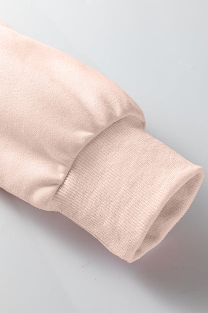 Light Pink Oversize Blessed Embroidered Mock Neck Sweatshirt