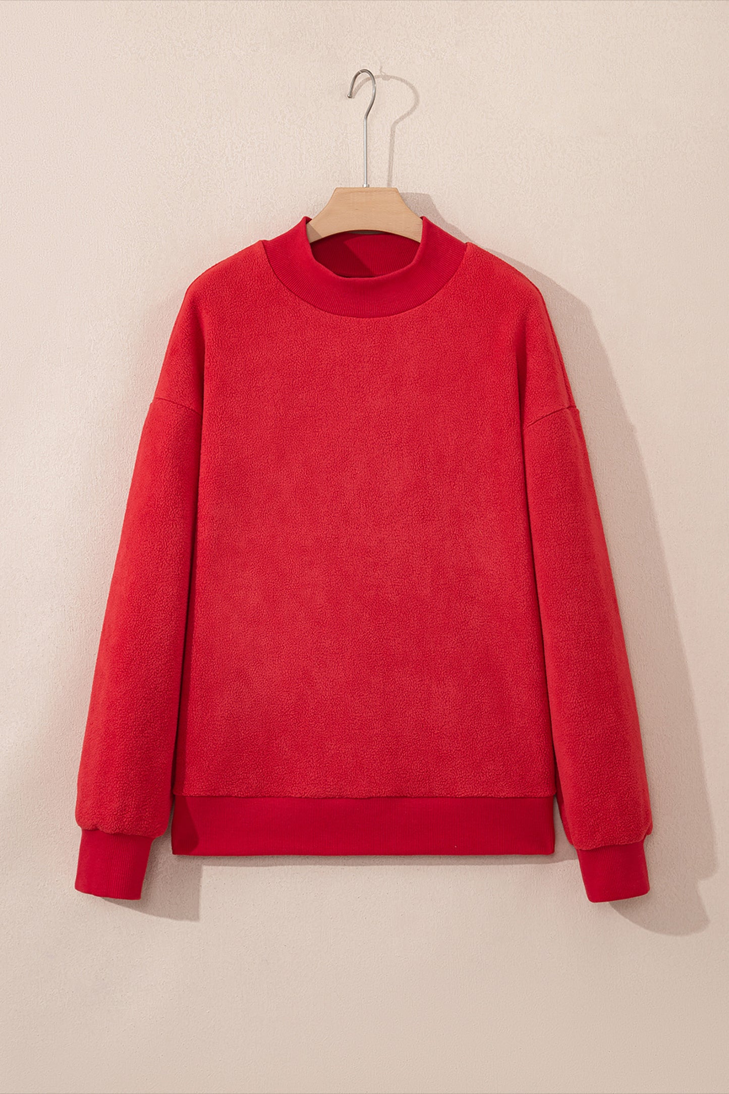 Dark Blue Oversize Drop Shoulder Reversible Mock Neck Sweatshirt