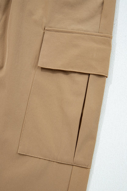 Medium Grey Elastic High Waist Pocketed Cargo Jogger Pants