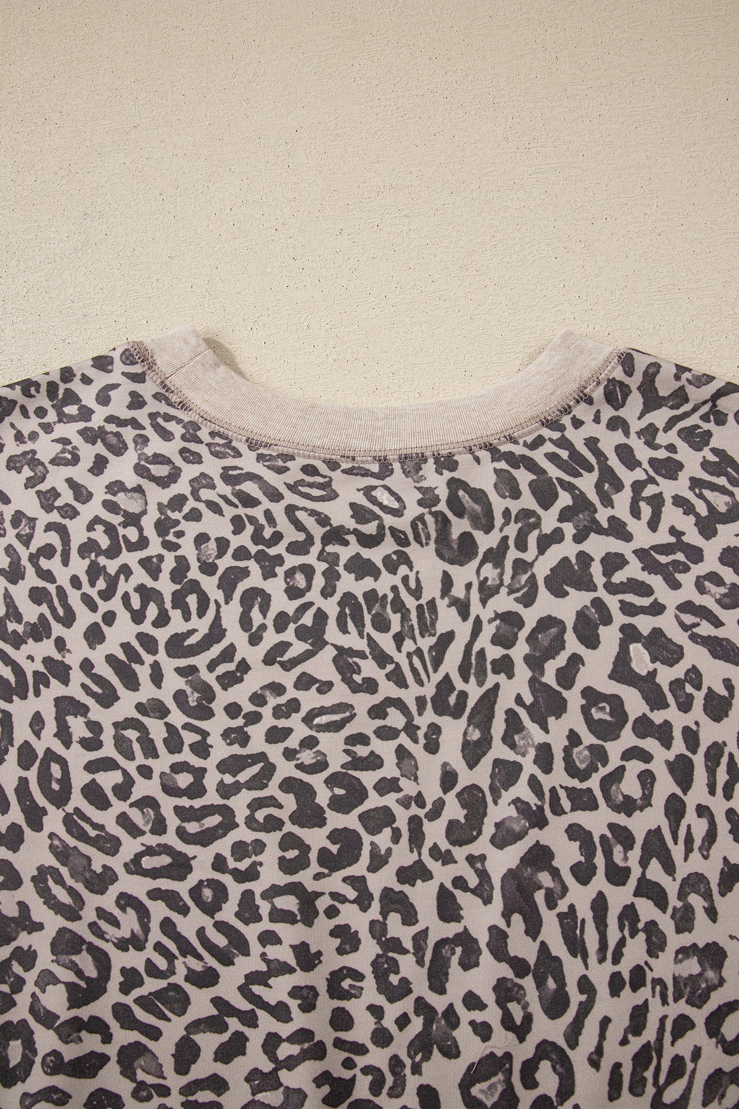 Pink Leopard Print Patchwork Crew Neck Sweatshirt