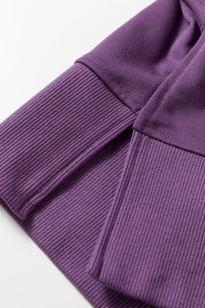 Green Bay Solid Color Oversize Slit Sweatshirt Ribbed Leggings 2pcs Set